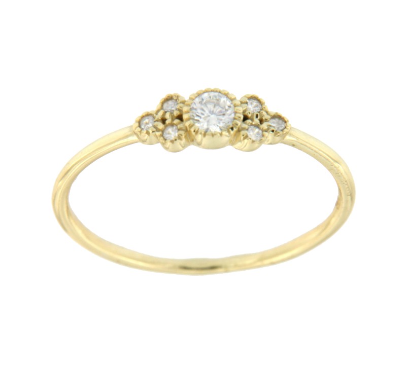 Anillo art deco en plata ley chapado o rodiado con circonita - Roman Joyero