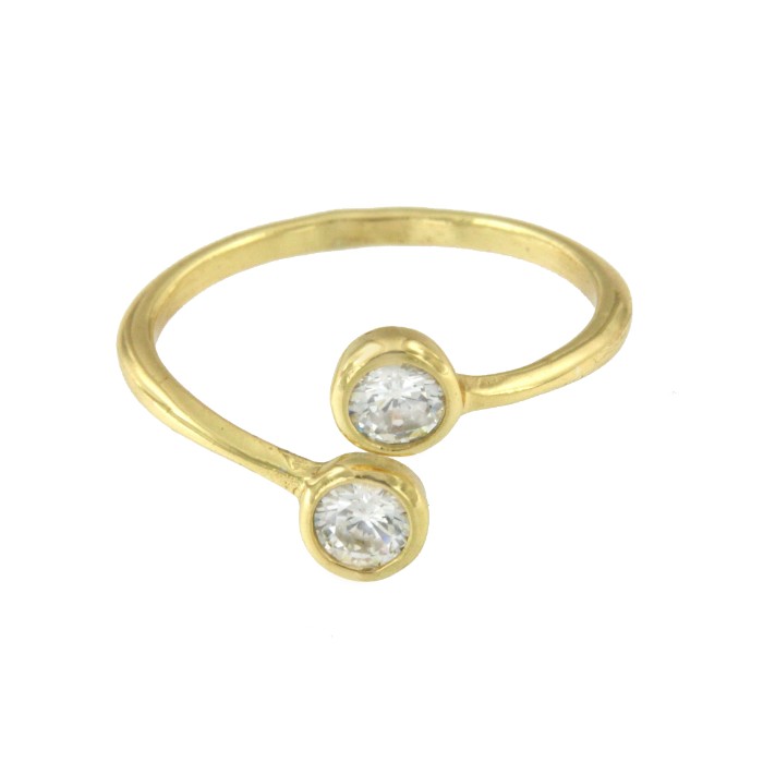 Anillo de plata ley Tú y Yo chapado o rodiado con solitarios - Roman Joyero