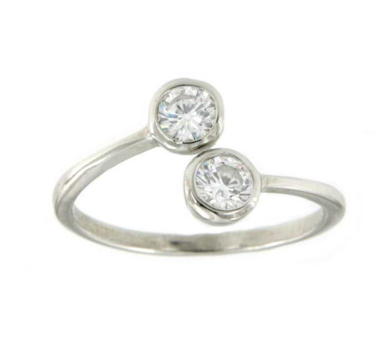 Anillo de plata ley Tú y Yo chapado o rodiado con solitarios - Roman Joyero