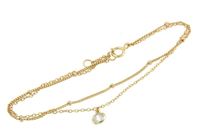 Pulsera doble de plata chapada o rodiada con circonita - Roman Joyero