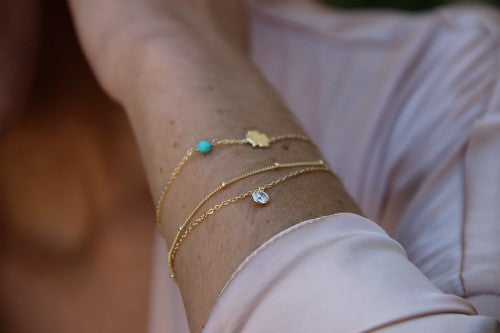 Pulsera doble de plata chapada o rodiada con circonita - Roman Joyero