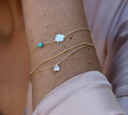 Pulsera doble de plata chapada o rodiada con circonita - Roman Joyero