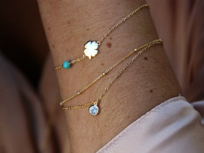 Pulsera doble de plata chapada o rodiada con circonita - Roman Joyero