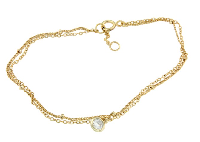 Pulsera doble de plata chapada o rodiada con circonita - Roman Joyero