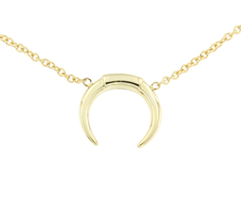 Gargantilla extra larga de plata con baño de oro y media luna - Roman Joyero