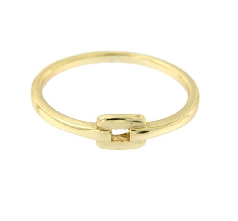 Anillo fino plata con baño de oro y eslabón cuadrado - Roman Joyero