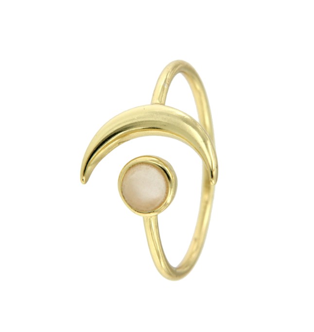 Anillo sol y luna de plata con baño de oro - Roman Joyero