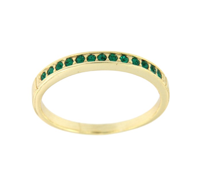 Alianza de plata con cuarzo verde - Roman Joyero