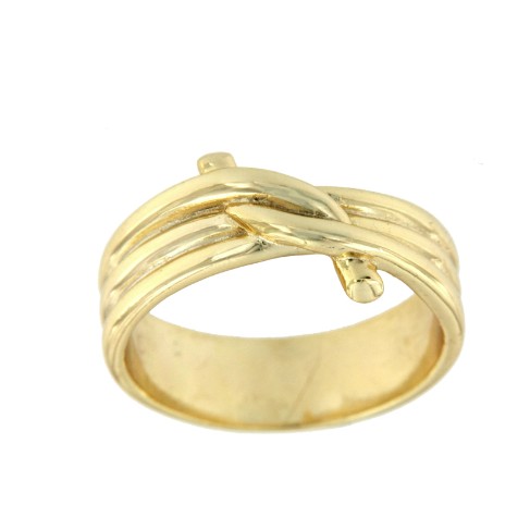 Anillo ancho con baño de oro amarillo - Roman Joyero
