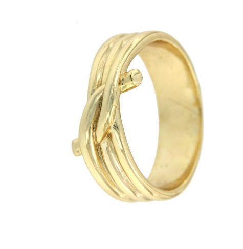 Anillo ancho con baño de oro amarillo - Roman Joyero