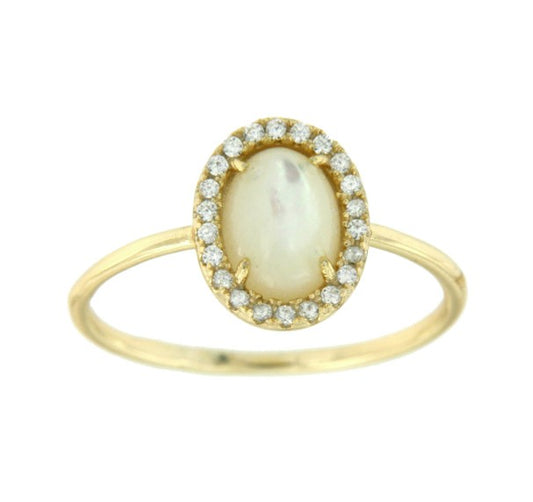 Anillo de plata con madreperla y circonitas. - Roman Joyero
