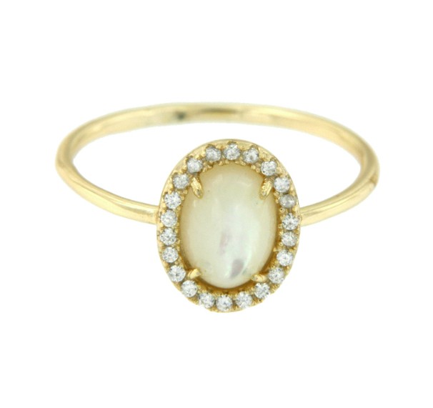 Anillo de plata con madreperla y circonitas. - Roman Joyero