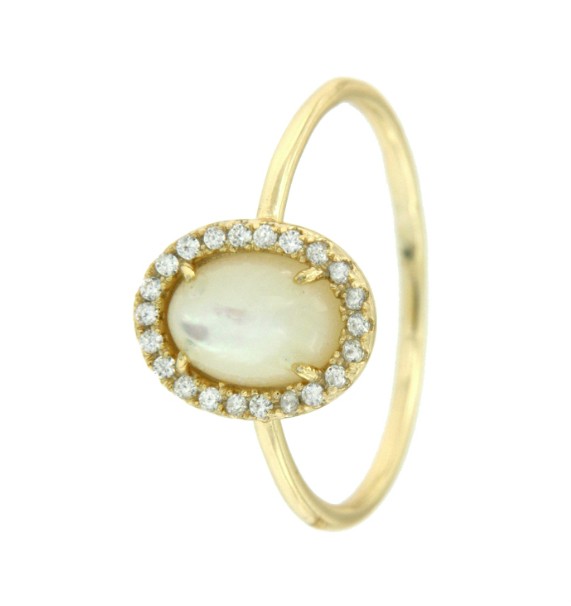 Anillo de plata con madreperla y circonitas. - Roman Joyero