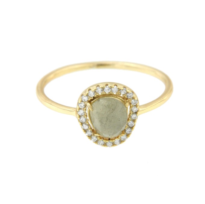 Anillo de plata con labradorite y circonitas - Roman Joyero