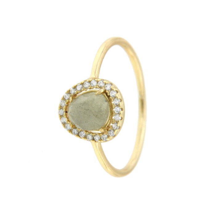 Anillo de plata con labradorite y circonitas - Roman Joyero