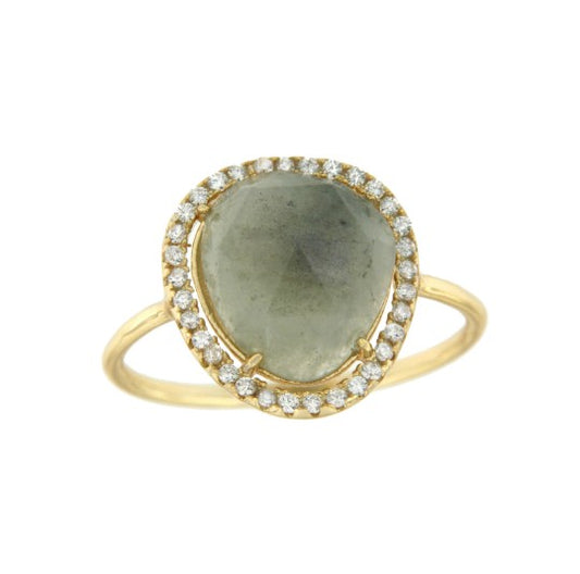 Anillo de plata con labradorite y circonitas - Roman Joyero