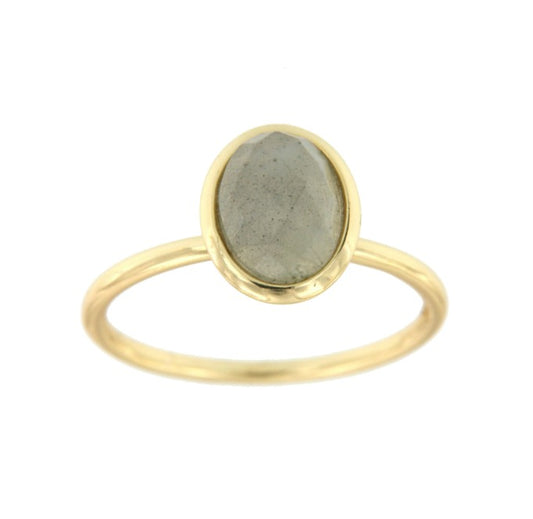 Anillo fino de plata de primera ley con piedra labradorite. - Roman Joyero