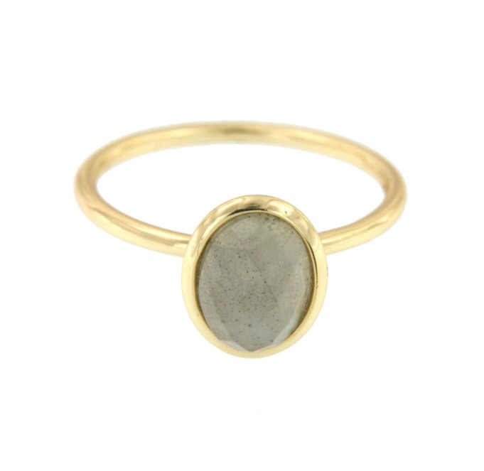 Anillo fino de plata de primera ley con piedra labradorite. - Roman Joyero