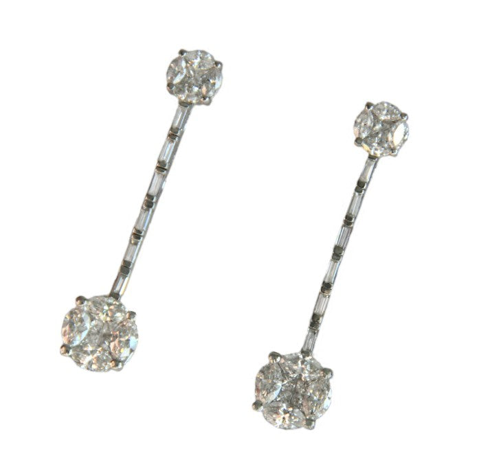 Pendientes largos de oro blanco y brillantes para novias - Roman Joyero