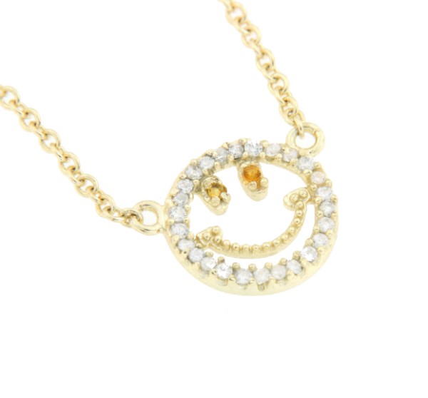 Gargantilla de plata chapada en oro y con emoticono sonriente - Roman Joyero
