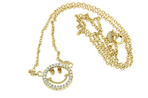 Gargantilla de plata chapada en oro y con emoticono sonriente - Roman Joyero