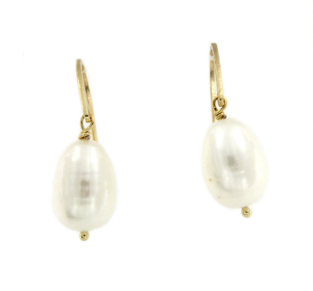 Pendiente de gancho en plata de ley con baño de oro y perla - Roman Joyero