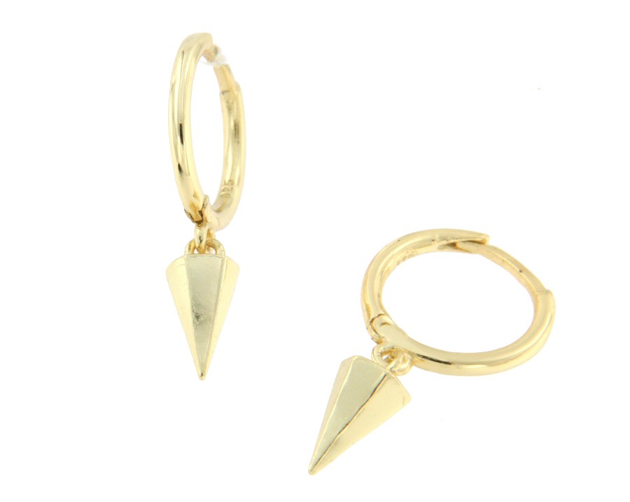 Pendiente de argolla de plata chapada pequeña y punta de flecha - Roman Joyero