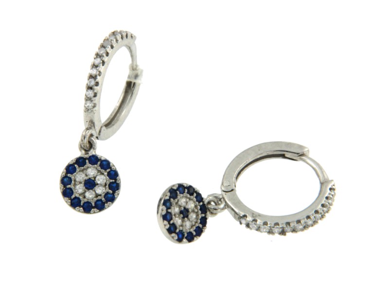 Argolla de plata con roseta de circonitas blancas y azules - Roman Joyero