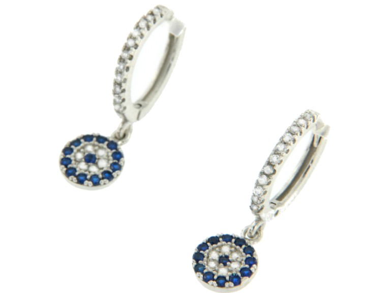 Argolla de plata con roseta de circonitas blancas y azules - Roman Joyero