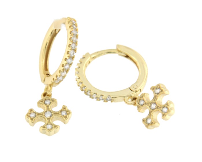 Argolla pequeña de plata chapada, circonitas y cruz de Malta - Roman Joyero