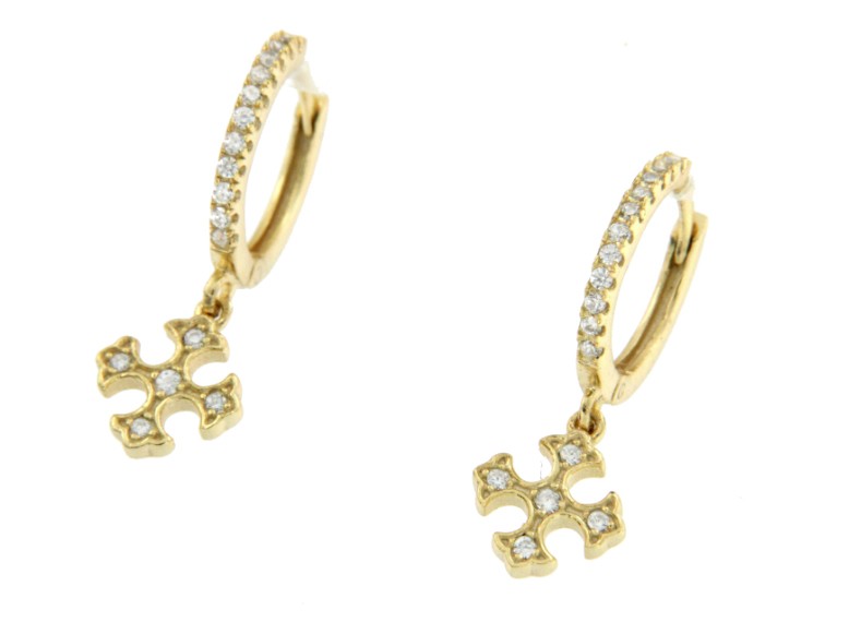 Argolla pequeña de plata chapada, circonitas y cruz de Malta - Roman Joyero