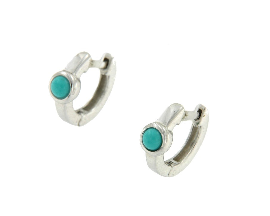 Argolla pequeña de plata de primera ley con turquesa redonda - Roman Joyero