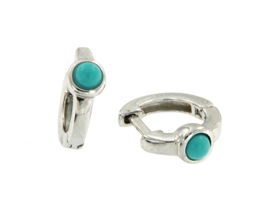 Argolla pequeña de plata de primera ley con turquesa redonda - Roman Joyero