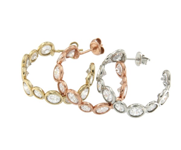 Argollas grandes en plata de colores con circonitas engastadas