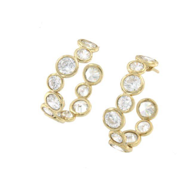 Argollas grandes en plata de colores con circonitas engastadas
