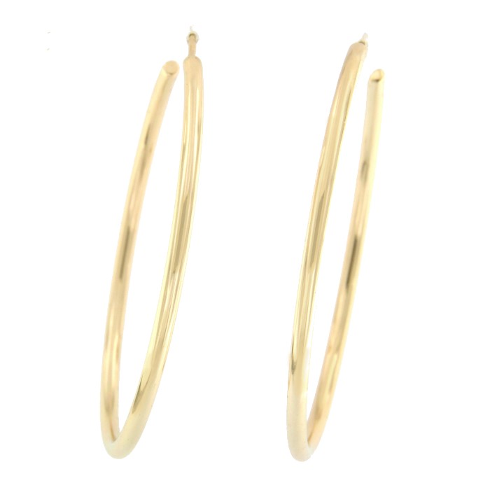 Argollas de tubo de plata de ley con baño de oro amarillo - Roman Joyero