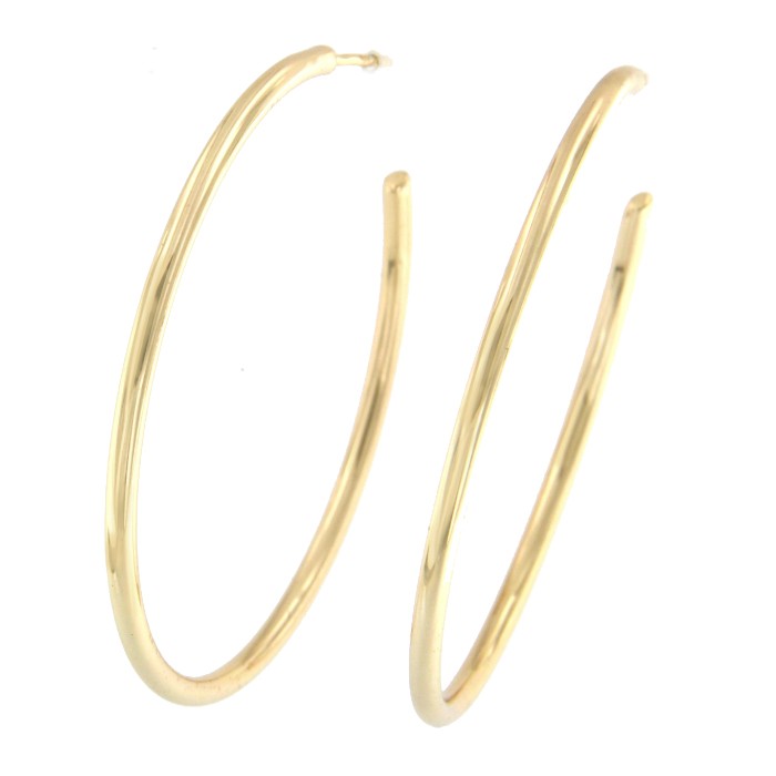 Argollas de tubo de plata de ley con baño de oro amarillo - Roman Joyero