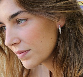 Argollas dobles de plata con baño de oro - Roman Joyero