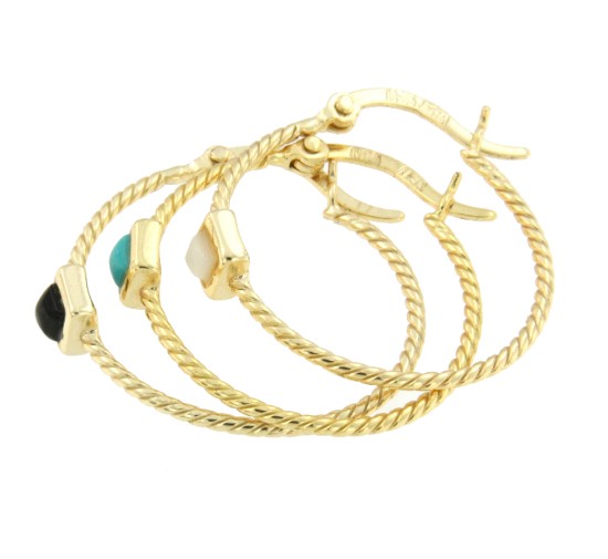 Argolla de plata con baño de oro y 3 piedras a elegir una