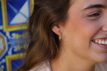 Pendientes de plata con baño de oro y 3 piedras a elegir una