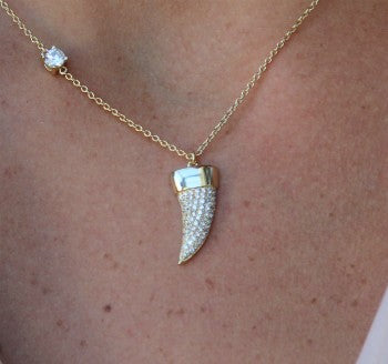 Gargantilla de plata con cuerno y circonitas. Para fiestas - Roman Joyero