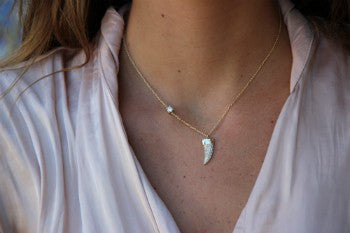 Gargantilla de plata con cuerno y circonitas. Para fiestas - Roman Joyero