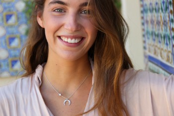 Gargantilla de plata con media luna y circonita. Para fiestas - Roman Joyero