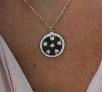 Gargantilla de plata y colgante redondo con 6 estrellas - Roman Joyero