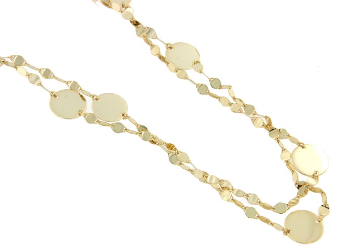 Cadena larga de plata de ley con chapado de oro amarillo - Roman Joyero