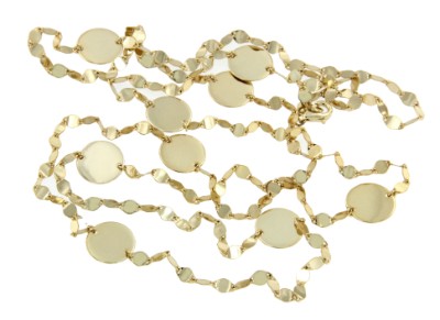 Cadena larga de plata de ley con chapado de oro amarillo - Roman Joyero