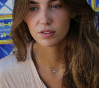 Gargantilla de plata de ley con círculo y circonita engastada - Roman Joyero