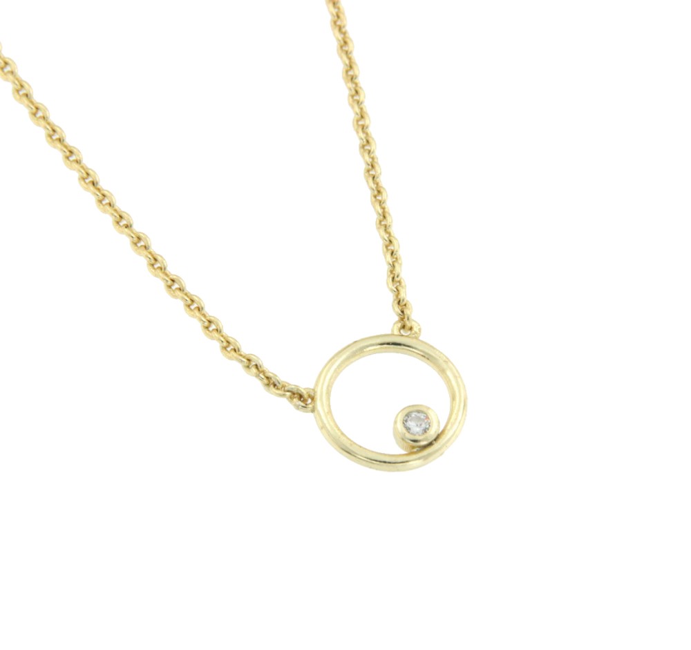 Gargantilla de plata de ley con círculo y circonita engastada - Roman Joyero