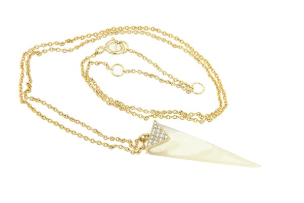 Cadena de plata con baño de oro y punta de flecha de nácar - Roman Joyero