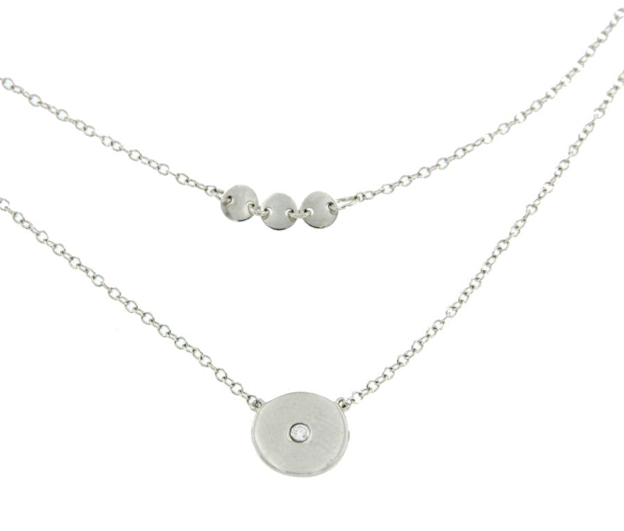 Gargantilla larga doble en plata ley con tachuelas y círculo - Roman Joyero